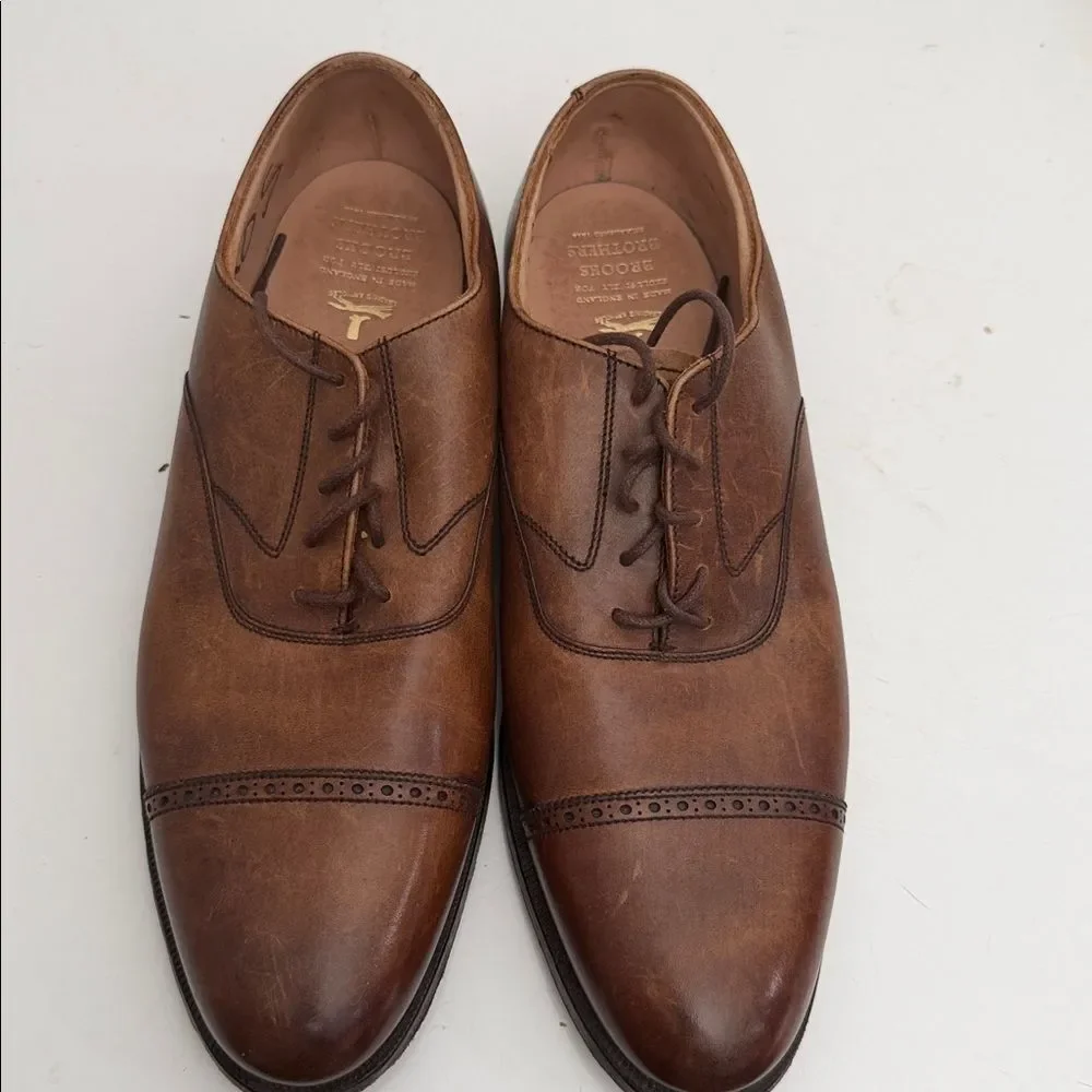 ALDEN for BROOKS BROTHERS 1818 Cap Toe Oxford Sz  9 DWalnut Leather Shoe